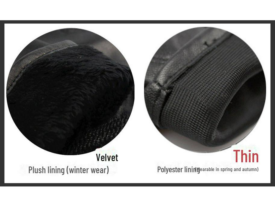 Men's Genuine Leather Cycling Gloves, Thick Velvet-Lined for Warmth, Winter Sheepskin Motorcycle Gloves
