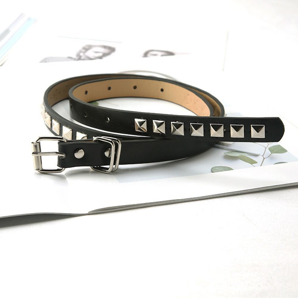 Punk Rivet PU Leather Waist Strap Belt For Women Men Gothic Thin Metal Buckle Belts Retro Belts for Jeans Dresses Waistband