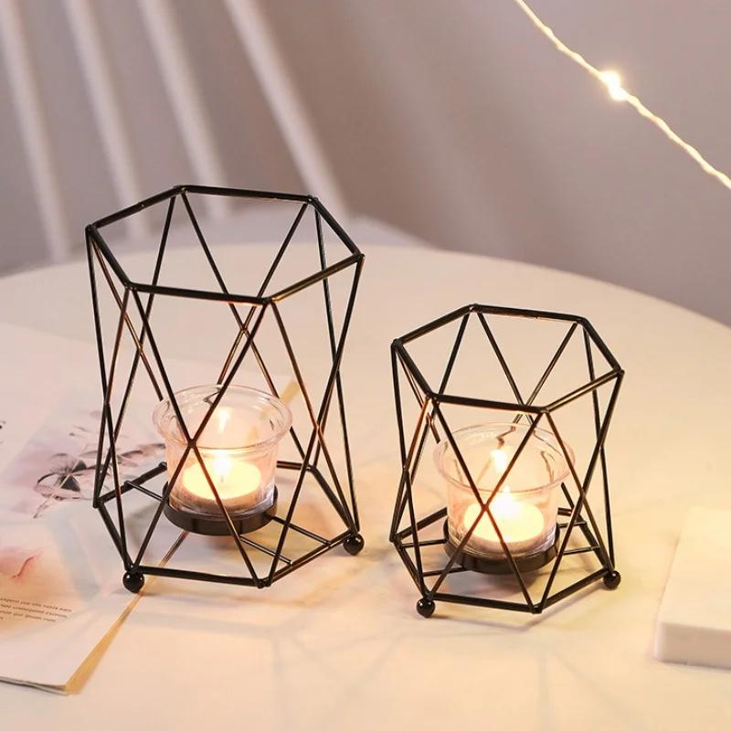 Винтажный геометрический подсвечник, металлический подсвечник для чайной свечи, для украшения стола, вечеринки, свадьбы, гостиной, рождественского декора