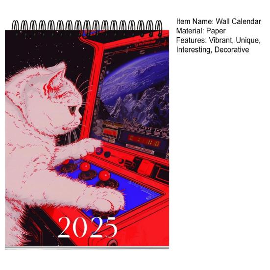 Кошачий настенный календарь 2025 года, ежемесячный планировщик на тему кошек, домашний офис, органайзер для любителей кошек