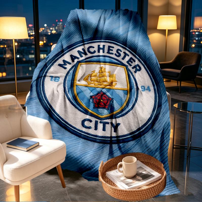Manchester City FC Print Blanket - Soft & Comfortable, for Bedroom, Travel, Sofa, Home Decoration - Birthday Christmas Gift for Friend