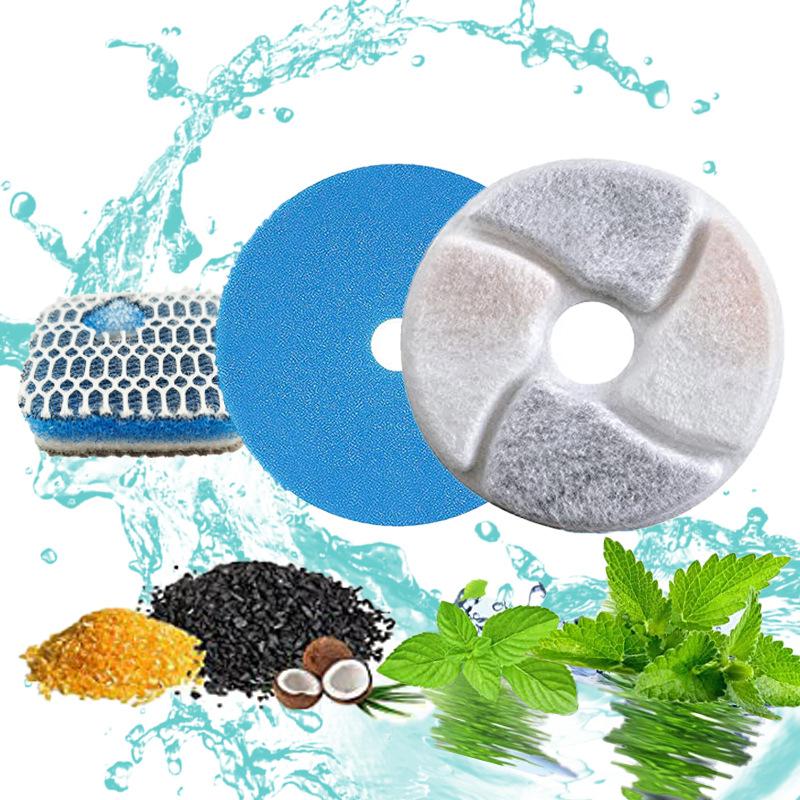 Pet water dispenser filter cartridge, filter cotton for cat water dispenser, resin activated carbon purification filter cotton cartridge, 2-pack