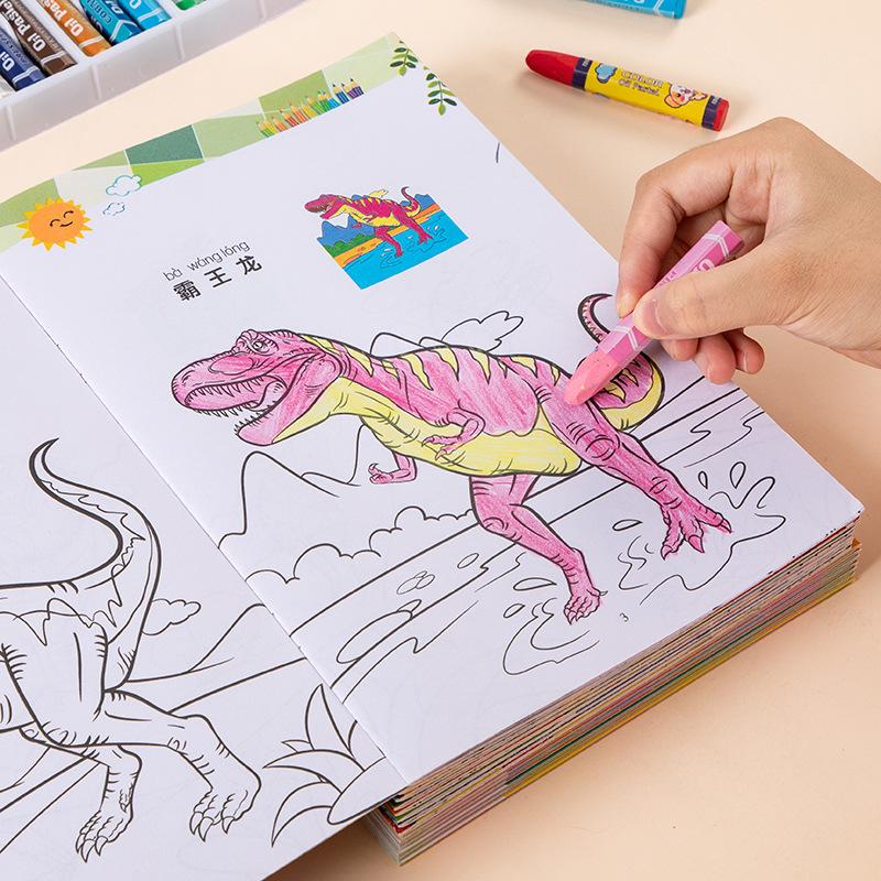 Книжка-раскраска «Динозавры и машины» для детей 3-6 лет