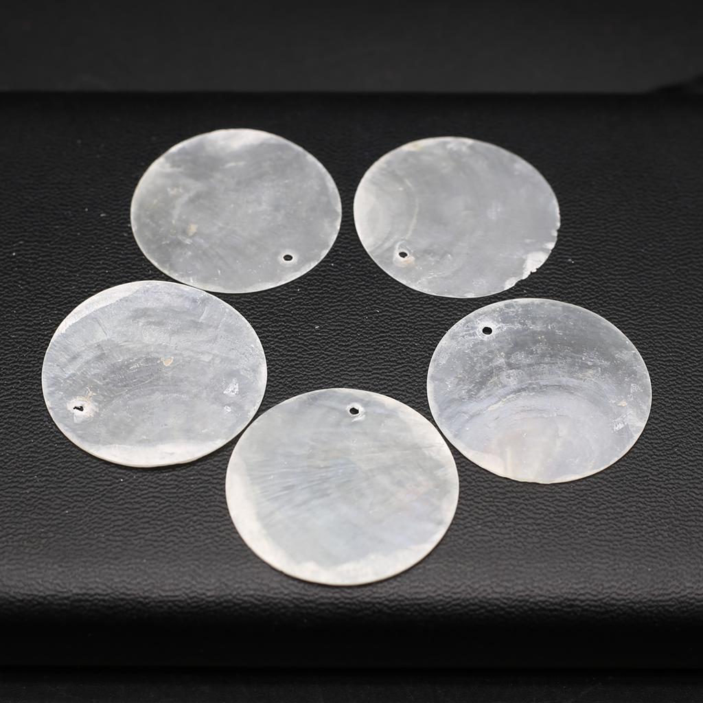 50Pcs Natural Shell Pendant,Perforated Round Flakes Charms for Jewelry Making DIY Necklaces Bracelets Earrings Accessories Craft Supplies