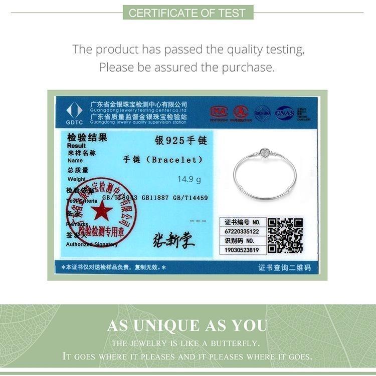 WOSTU Браслет-подвеска и ювелирные изделия из стерлингового серебра 925 пробы со сверкающим сердцем и змеиной цепочкой