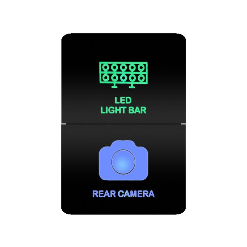 12V Green Blue Light Dual Button Switch ON OFF /Momentary Push Switch For Toyota 4Runner FJ Cruiser Landcruiser Camry RAV4 Prado Relays 5
