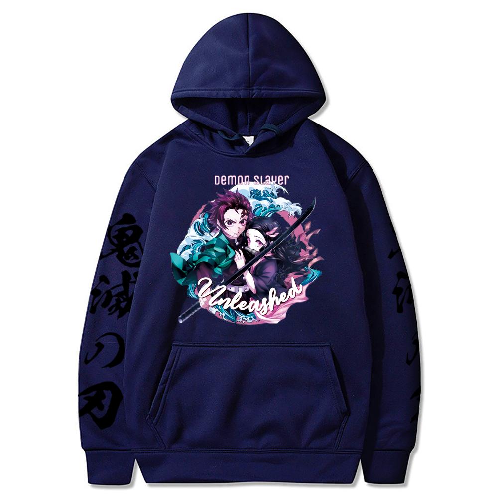 Anime Hoodies Demon Slayer Hoodie Oversize Sweatshirt for Men Hooded Sweatshirts Unisex Printed Pullover Streetwear Men Clothing