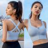 Women's Autumn and Winter Models of High-strength Anti-shock Gathered Fitness Back Front Zip Sports Underwear