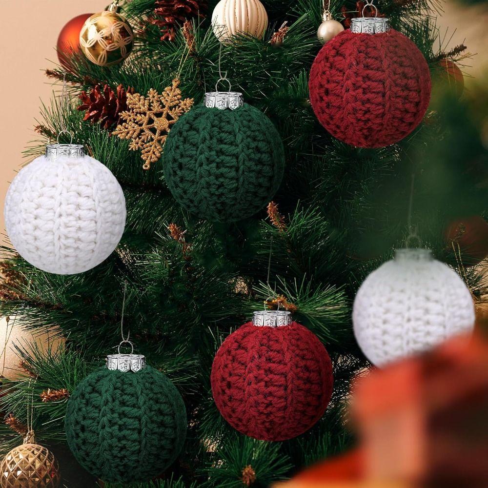 Crochet Christmas Ball 6cm Xmas Ornament Ball New Xmas Tree Hanging Pendant Christmas Decorations