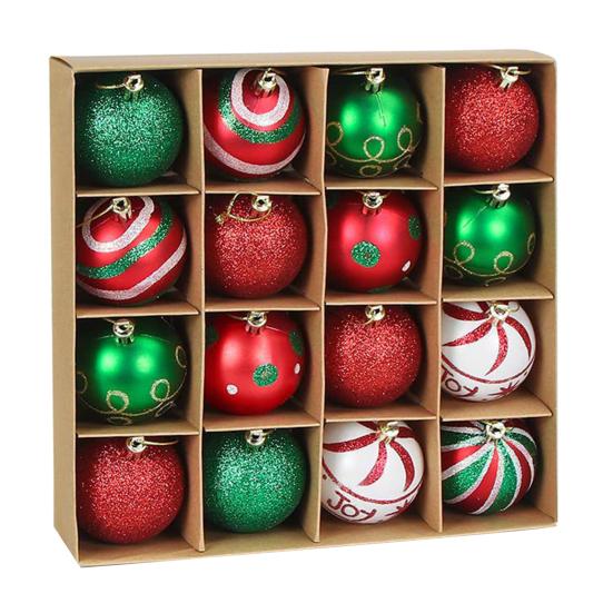 16 Pcs Christmas Ball Ornaments 2.36 Inch Shatterproof Plastic Balls Christmas Tree Hanging Decoration for Xmas Tree Holiday Party Decor