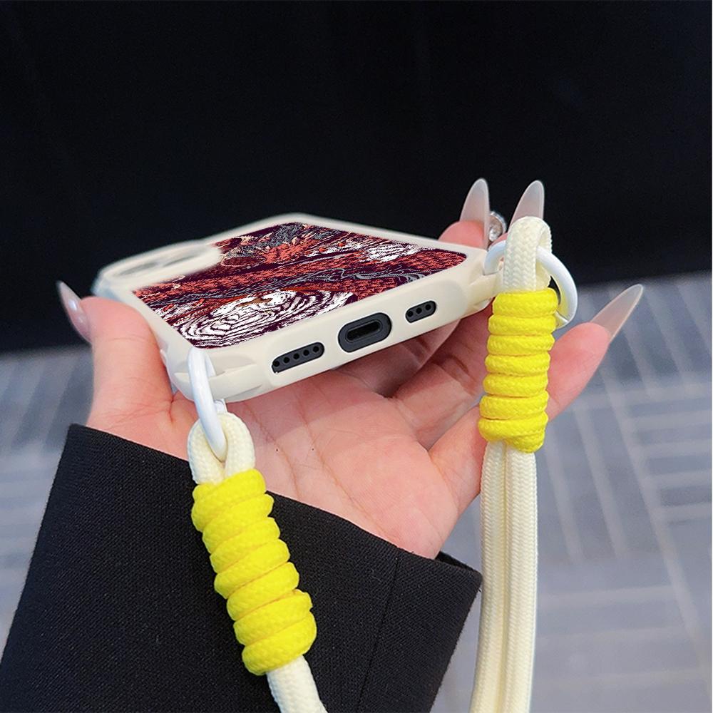 Ae77 Dragon Design Art Soft Phone Cases for iPhone 16 15 14 13 12 11 Pro Max 7 8 Plus XR XS Max with Wrist Strap Lanyard Corner Protection Back Cover