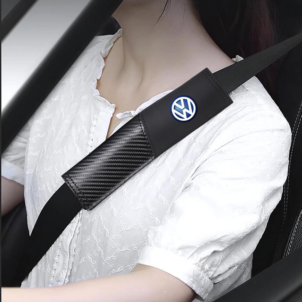 Car Interior Carbon Fiber Seat Belt Shoulders Pads Covers Accessories For Volkswagen VW Golf R GTI Jetta Rline Passat Taigo MK4 zg4