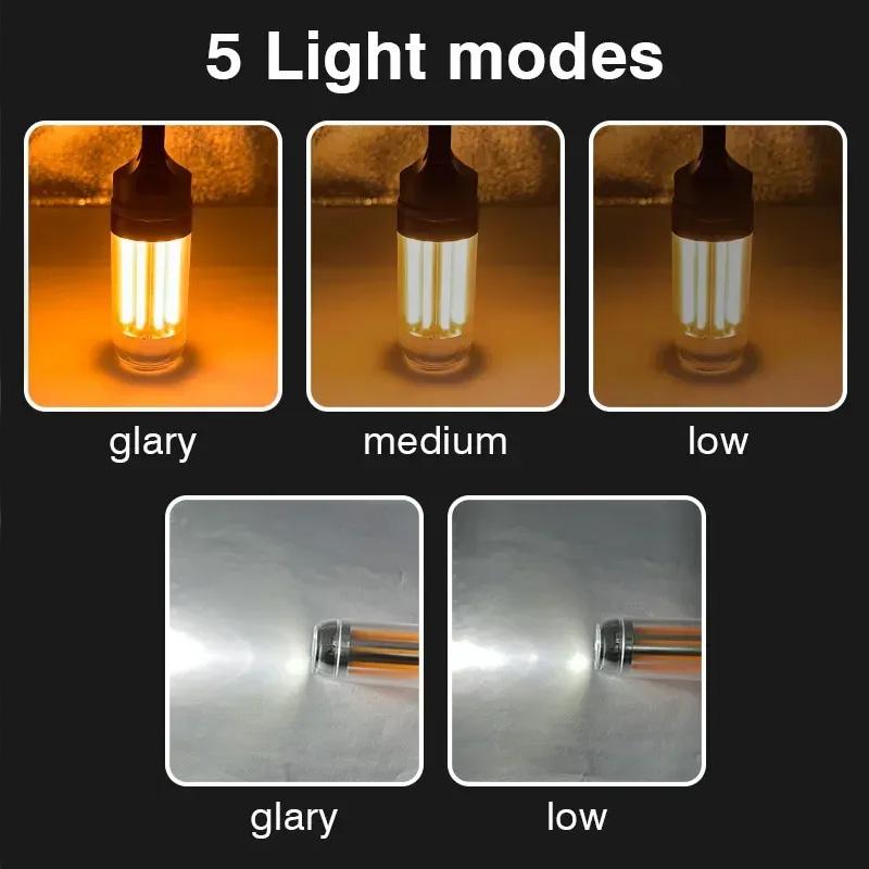 USB Rechargeable LED Portable Light Super Bright Flashlight Camping Light Work Light 5 Lighting Modes Waterproof Outdoor Light