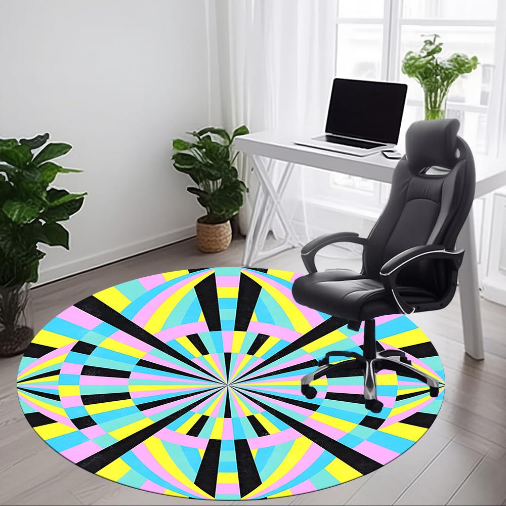 1 шт. Круглый коврик для офиса с узором «Калейдоскоп», нескользящий, мягкий и прочный офисный коврик для декора интерьера, идеально подходит для офиса