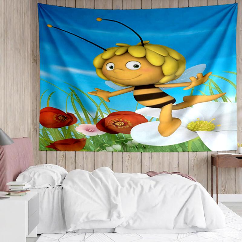 Maya the Bee Print Tapestry, Backdrop, Easy Setup, Ideal for Bedroom, Office & Living Room, with Aesthetic Wall Hanging Decor.