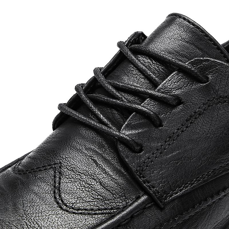 British Style Split Leather Men's Casual Business Lace Up Moccasin Shoes Comfortable Non Slip Fashion Black Dress Formal Casual Leather Shoes