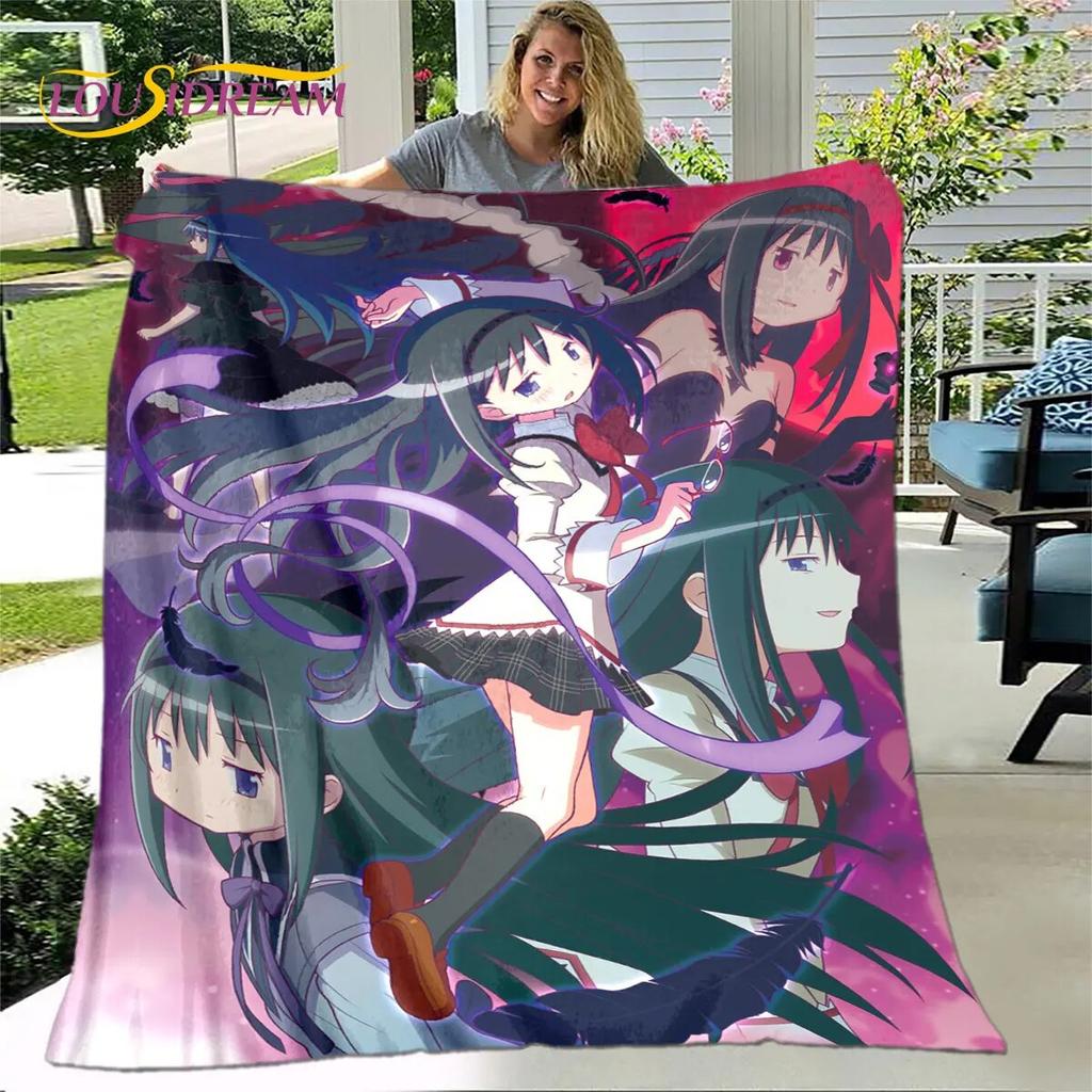 Puella Magi Madoka Magica Cartoon Soft Plush Blanket,Flannel Blanket Throw Blanket for Living Room Bedroom Bed Sofa Picnic Cover