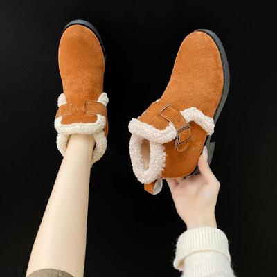 Осенне-зимние женские хлопковые ботинки больших размеров на толстой подошве, зимние сапоги, теплые, толстые, мягкие, 35-43