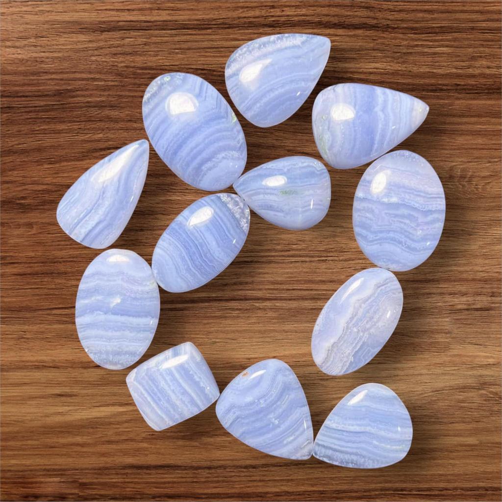 Top Quality Natural Blue Lace Agate Cabochon Lot, Blue Lace Agate Gemstone, Natural Gemstone Lot, Healing Gemstone, Loose Cabochon Lot.