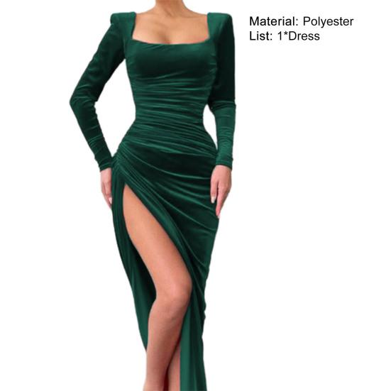 Женские нижние юбки больших размеров, вечернее платье с высоким разрезом и квадратным вырезом, плиссированное банкетное платье с прямым углом и плечами для вечеринок