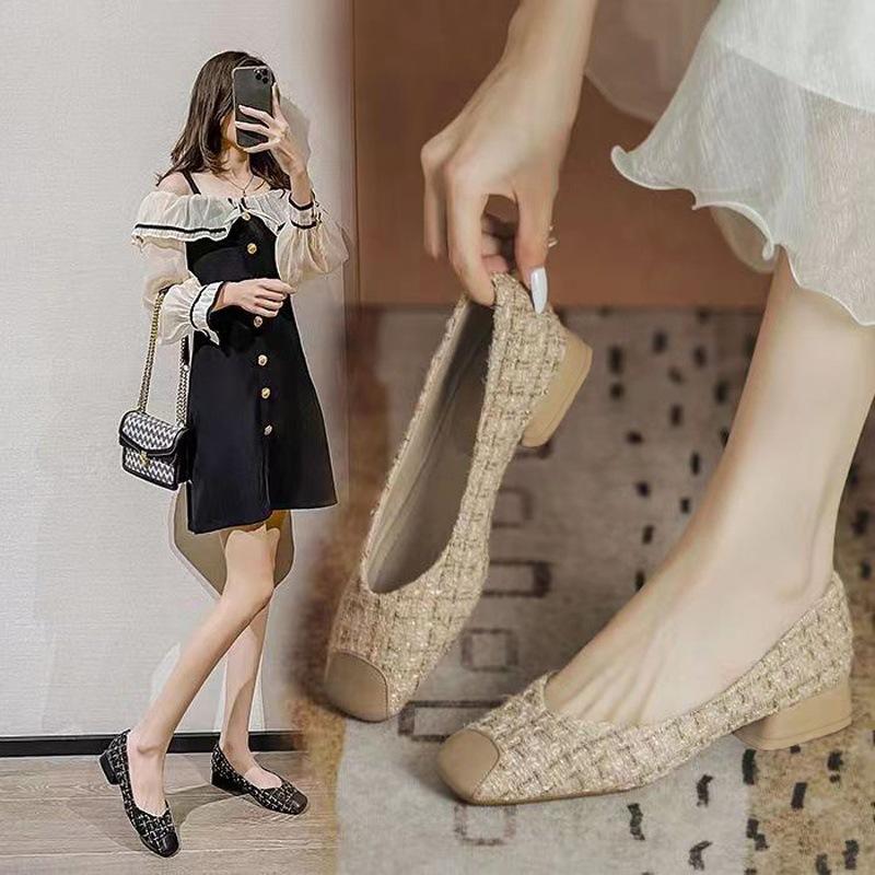 Celebrity Style Small Fragrant Style Single Shoes Women's 2025 Autumn New French Soft Sole Thick Heel Low Heel Small Heel High Heel Temperament