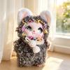 Soft Vinyl Face Rabbit Plush Keychain Fluffy Plush Bunny Doll Pendant  Gift for Friends