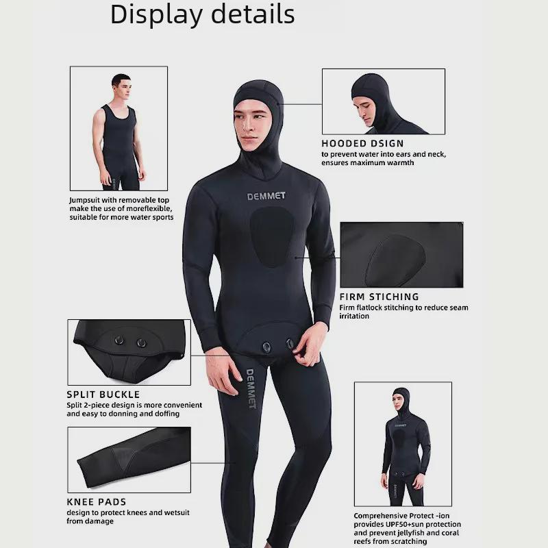 Camouflage 5mm Two-Piece Long-Sleeve Diving Suit - Thick & Warm for Winter Swimming and Spearfishing