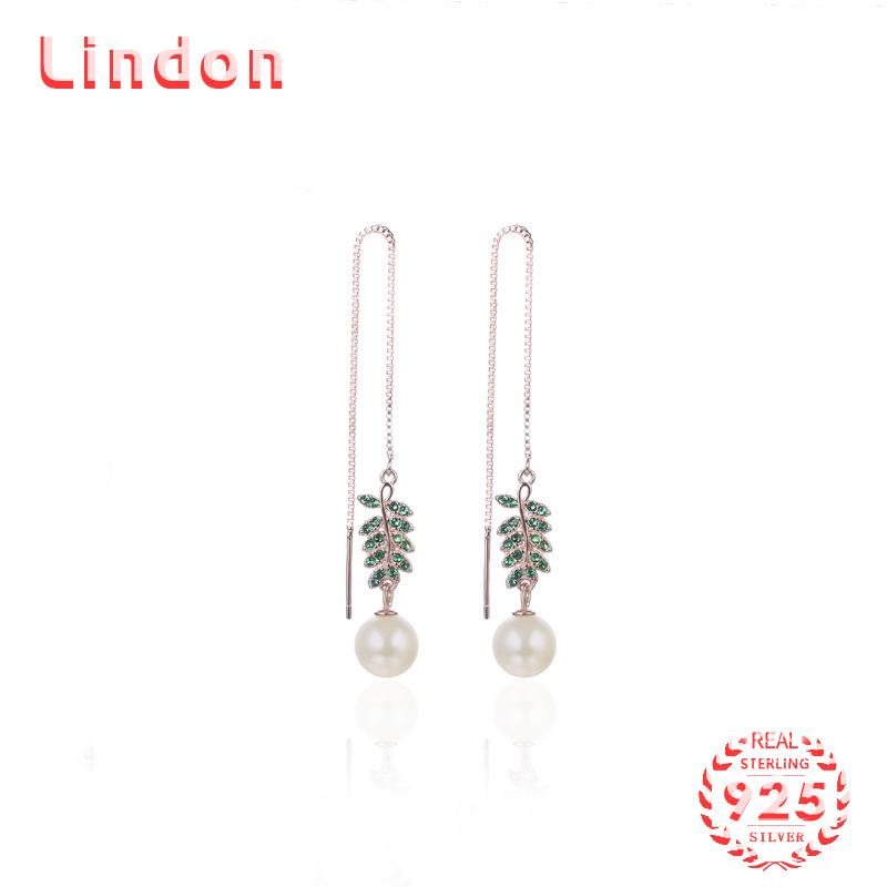 Линдон стерлингового серебра 925 пробы синтетический жемчуг серьги серьги-капли для женщин подарки на свадьбу