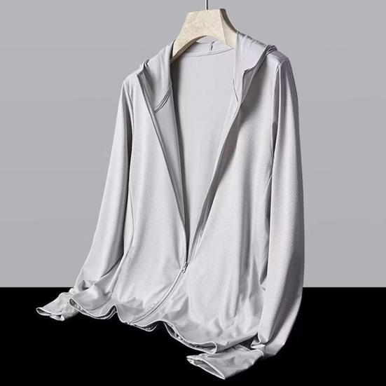 Мужская толстовка с капюшоном из ледяного шелка и рыбалки, с капюшоном из дышащей сетки, солнцезащитное пальто, летняя однотонная тонкая верхняя одежда