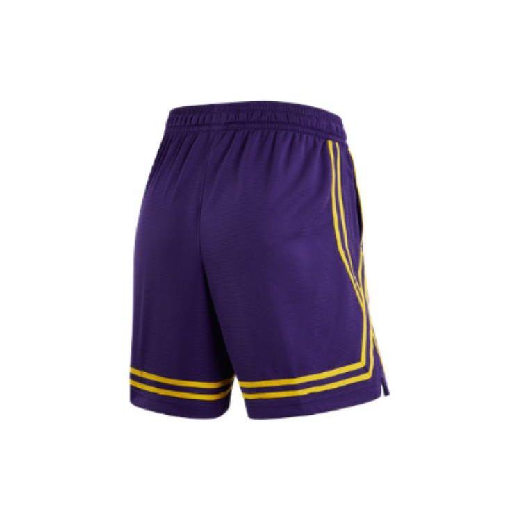 Nike Сплошные полосатые шорты Los Angeles Lakers в сетку на шнурке с логотипом и принтом, женские штаны фиолетового цвета DR2369-504
