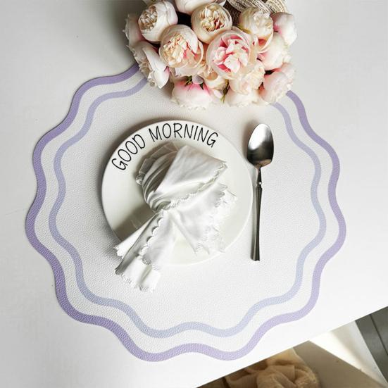 Салфетка из искусственной кожи с фестончатым краем, термостойкая, нескользящая, с теплоизоляцией, водонепроницаемая, для защиты и украшения обеденного стола, подставка, кухонные принадлежности