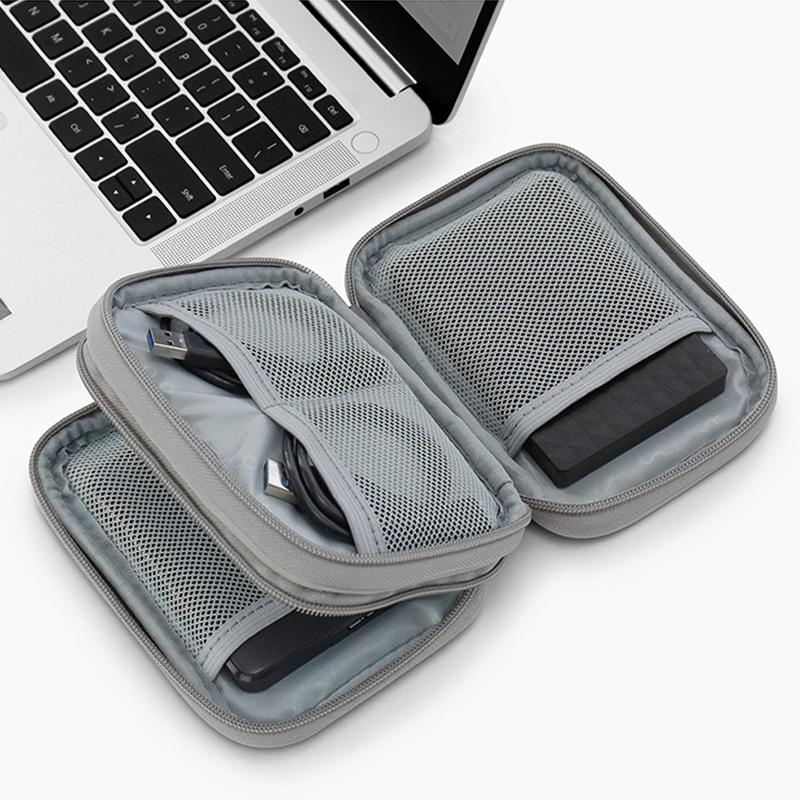 Boona PU Leather External Hard Disk Organizer Bag Single Layer 2.5 Inches Hard Drive Protective Case Portable Power Bank Bag