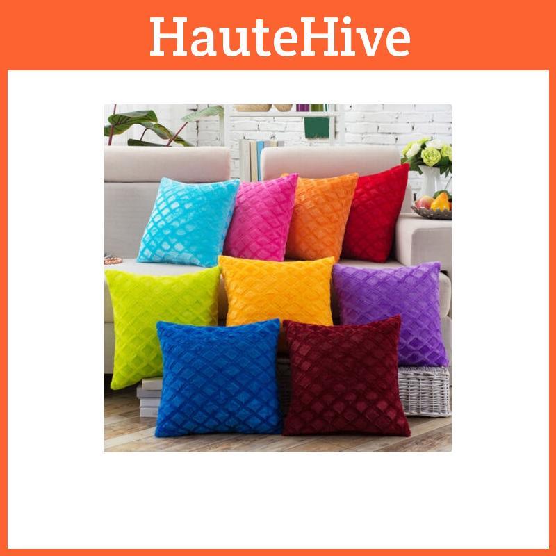 Luxurious Soft Velvet Cushion Cover Featuring Bright Color Grids Checks Design