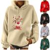 Women's Fashion Leisure Christmas Party Printed Long Sleeve Hooded Pullover Top