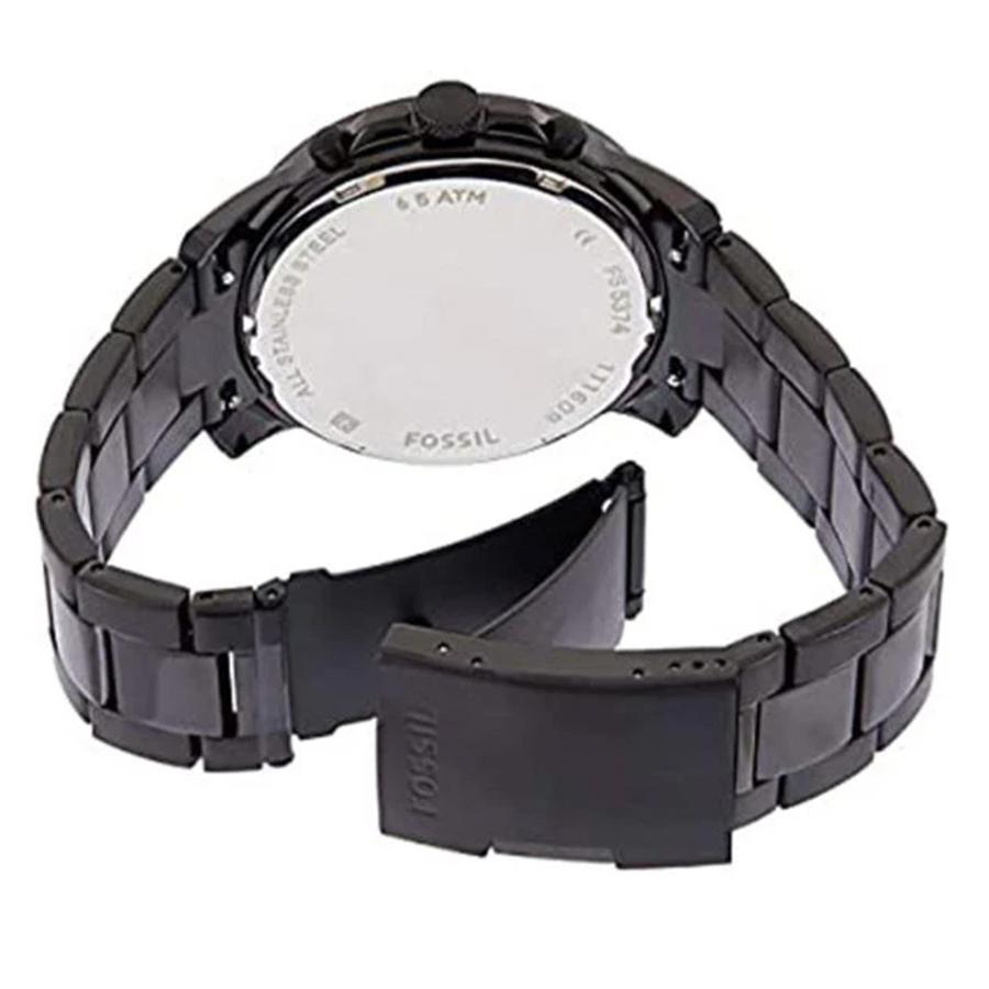 Fossil Мужские часы-хронограф - Черный круглый циферблат, Нержавеющая сталь, Повседневные деловые FS5374