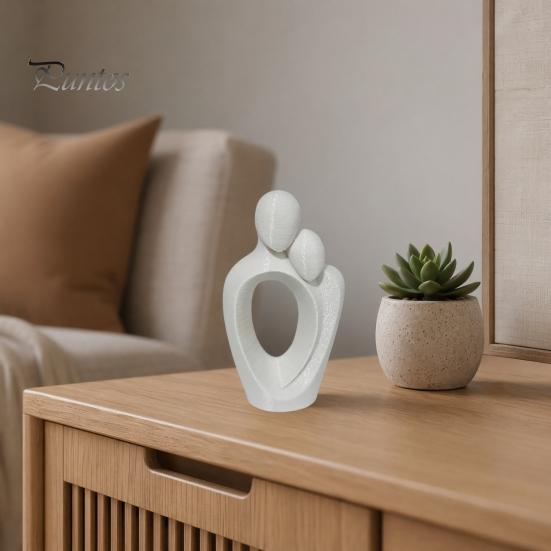 Скульптура с плавными изогнутыми линиями, 3D-печать, Статуэтка пары «Одно сердце», Абстрактная фигурка обнимающихся влюбленных на устойчивом основании, Минималистичный прочный материал