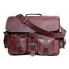 Men's Goat Leather Messenger Real Satchel Bag Genuine Laptop Brown Briefcase