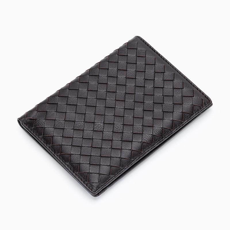 Sheepskin Woven Passport Holder: Women's Genuine Leather Multi-Card Slot Vertical Wallet