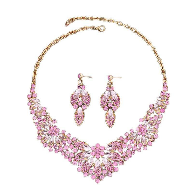 Europe, America, Leaf Flower Necklace Earrings Two-piece Set Retro Luxury Exaggerated Bridal Jewelry Set Women 2026