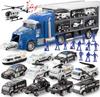 Carecoly Truck Police Vehicle Mini Car Police Large Storage Alloy Mini Car Military Map Birthday Present Years Old and Set, Set, Car, Car, Car, Toy,