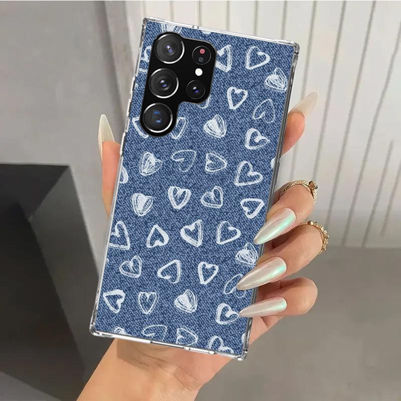 Джинсовый Ковбойский Деним Печатный Чехол для Телефона для Samsung Galaxy S26 S24 S23 Ultra S25 Edge S22 S21 Plus S20 FE + Мягкая Печатная Оболочка Funda