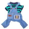 Комбинезон для собак и кошек, джинсовая и полосатая футболка для щенков, одежда на весну/лето