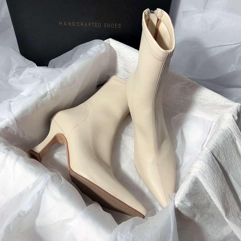 Modern Boots Quality Leather Designer High Heels Shoes Winter Ankel Boots Wedding Party Dress Gladiator Women Shoes