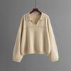 Autumn and Winter New Knit Sweater Set POLO Collar Ladies Simple Trend V-neck Solid Color Loose Slim Dress
