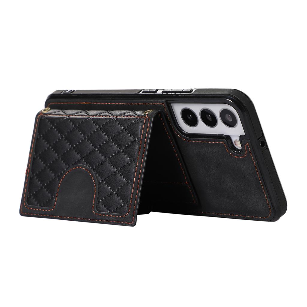 For Samsung Galaxy S21 FE 5G Kickstand Phone Case TPU+PU Leather Shoulder Phone Bag