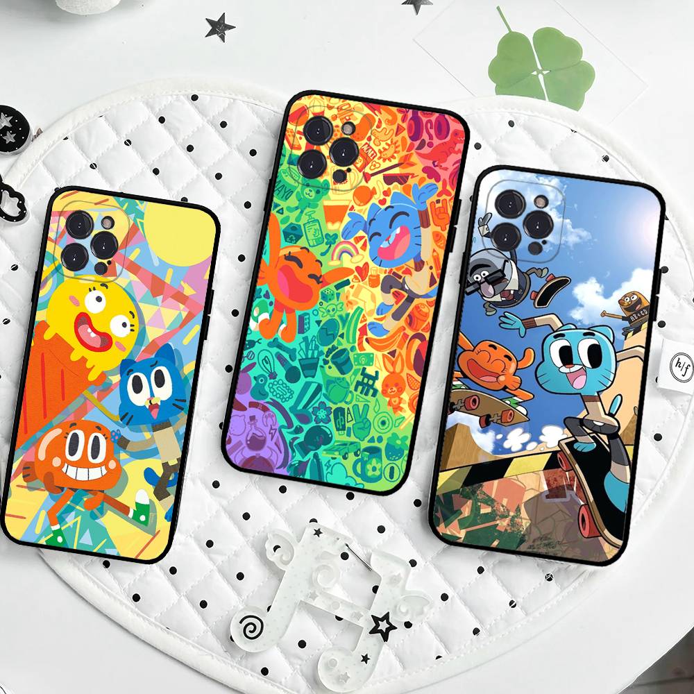 Чехол для телефона А-Удивительный мир Гамбола Аниме Для IPhone 17 16 14 15 13 12 11 Pro Max Plus Силиконовый Мягкий Чехол