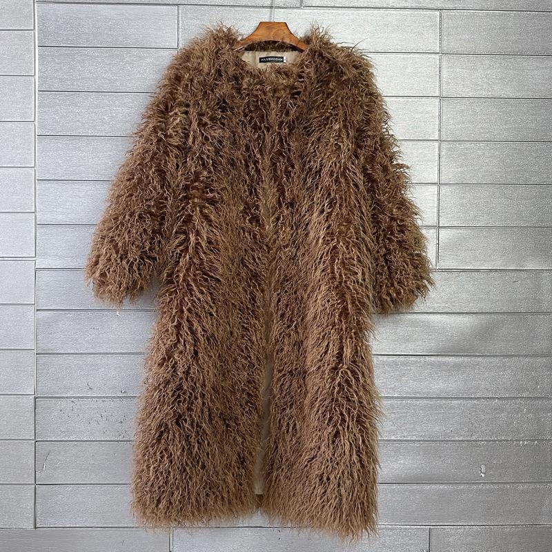 Источник Имитация меха мех пляжная шерсть удлиненная шерстяная куртка цвет колено длинный