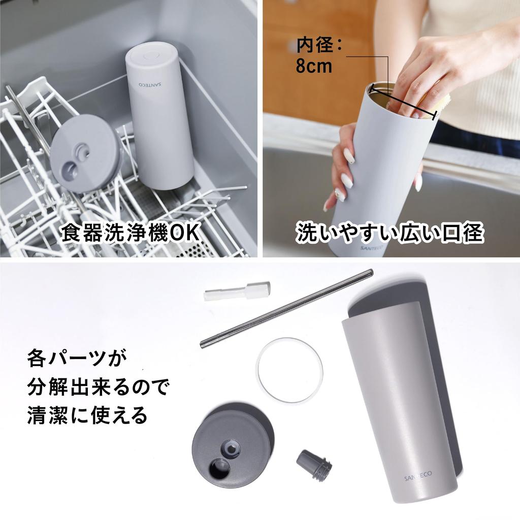 CB Japan ESCAPE PRO Термокружка Полностью подходит для посудомоечной машины Вакуумная Нержавеющая сталь с трубочкой 750, SANTECO, Серый, 750 мл, Герметичная, Безопасная, Термоизолированная, Стальная, Двойные стенки