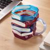 3D Colored Book Glass Cup Novelty Book Stack Coffee Mug Decorative Creative Coffee Cup for Literature Lovers