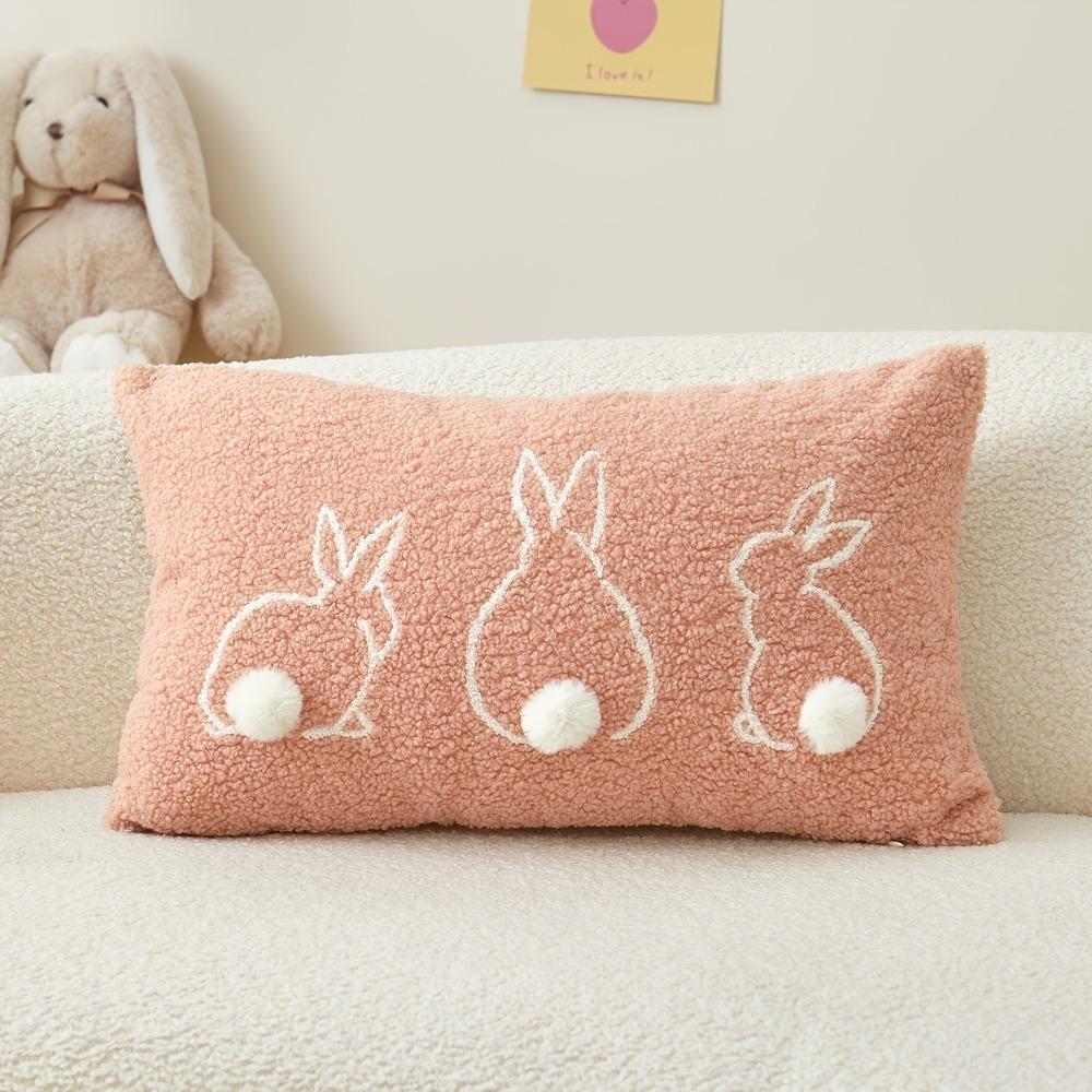 Plush Easter Bunny Pillow Cover Square/Rectangular Pillowslip Cartoon Rabbit Pillow Case Bed Room